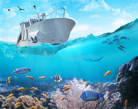 Fishing Boat in the Ocean. 3D Illustration. Stock Photo - Image of ...