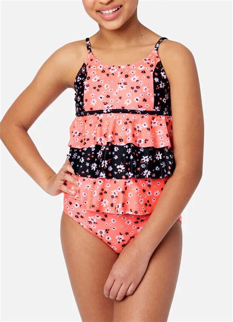 NWT JUSTICE Girl Swimsuit Tankini Bikini Ruffle Swim 7 8 12 14 16 18 Coral Pink EBay