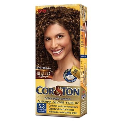 Cor E Ton Mel Dourado - Tintura Cor&Ton 5.3 Castanho Claro Dourado 50g | Martins Atacado
