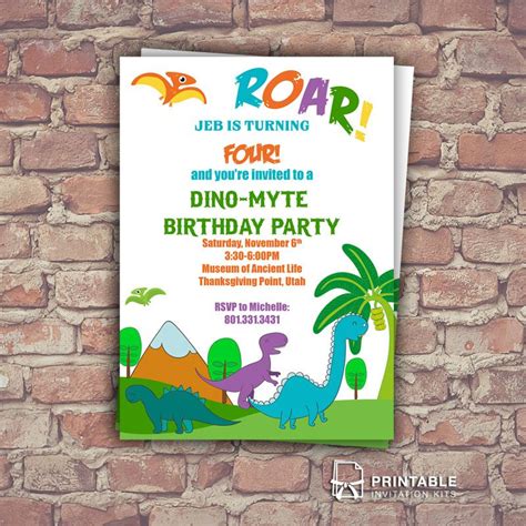 Dinosaurs birthday invitation template Birthday Invitation Card ...