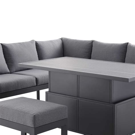 Albany Aluminium Large Corner Casual Dining Set with Rising Table, Gre