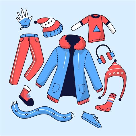 Ropa de invierno de diseño plano y elementos esenciales Vector Gratis