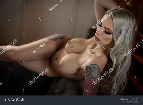Attractive Blonde Posing Nude On Grey Stock Photo 2425097305 Shutterstock