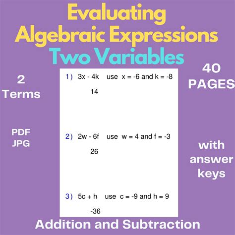 Evaluate Algebraic Expressions Two Variables Digital And Print Activity Made By Teachers