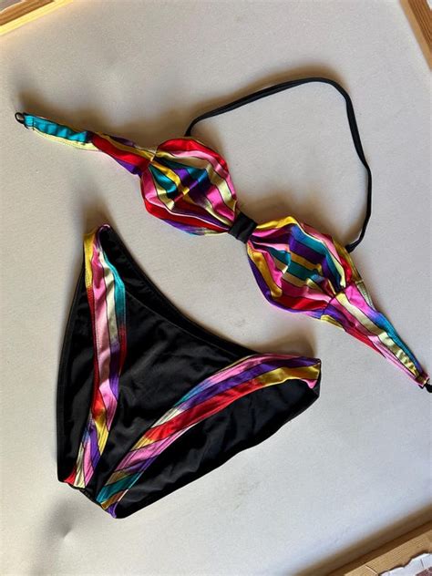 Bandeau Bikini 80s Vintage Two Peace BIKINI High Cut Gem