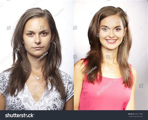Brunette Before After Make Stock Photo Shutterstock
