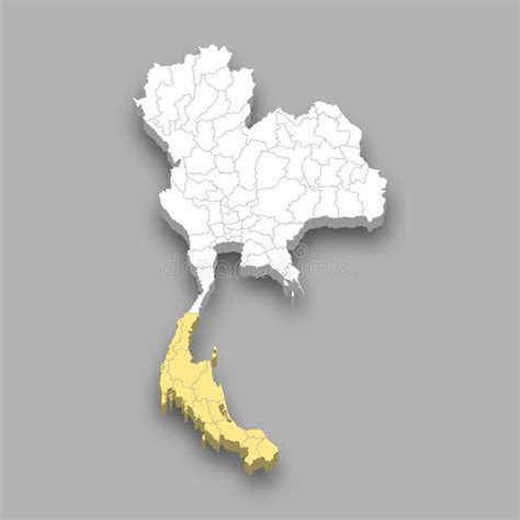 Southern Region Location Within Thailand Map Stock Vector