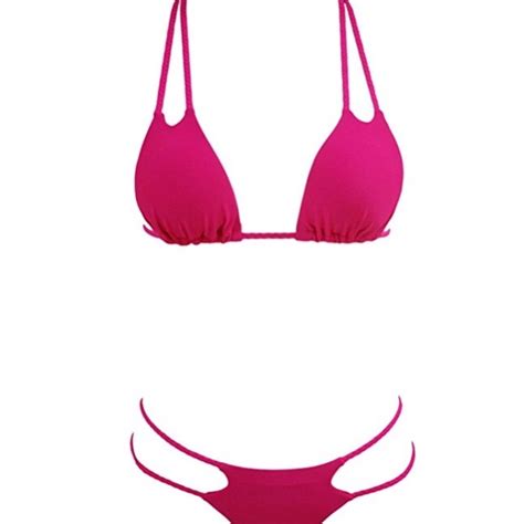 Swim New Pink Sexy Double Strap Cheeky Bikini Set Poshmark
