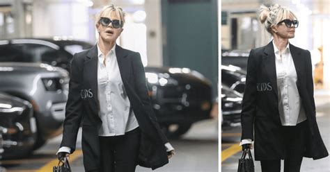 Boss Babe Melanie Griffith Rocks Slick Monochrome Ensemble And Cool Sunglasses To LA Meeting