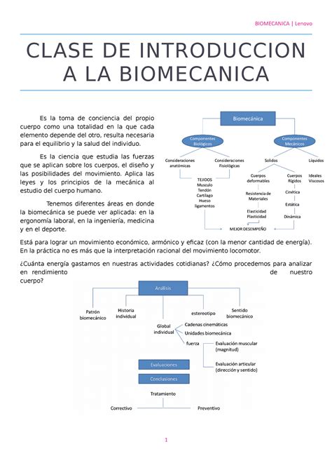 Introduccion A La Biomecanica Biomecanica Lenovo Clase De