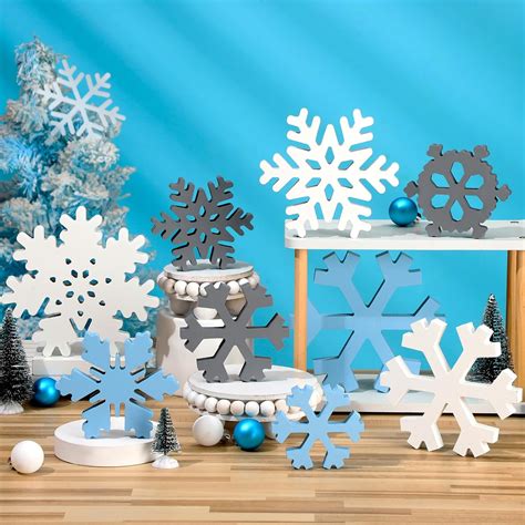 Amazon Kajaia 9 Pcs Christmas Wooden Snowflake Decor Winter Wood