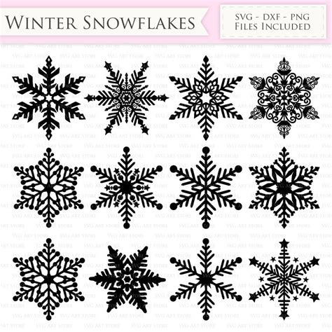 Winter Snowflakes Svg Snow Svg Cutting Files Cricut And Silhouette Svg Dxf Png  Included