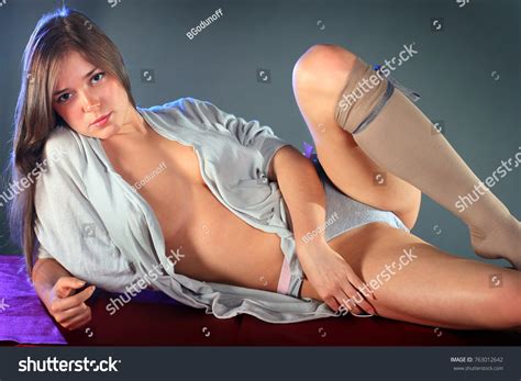 Beautiful Sexy Blonde Girl Knee Socks Stock Photo 763012642 Shutterstock