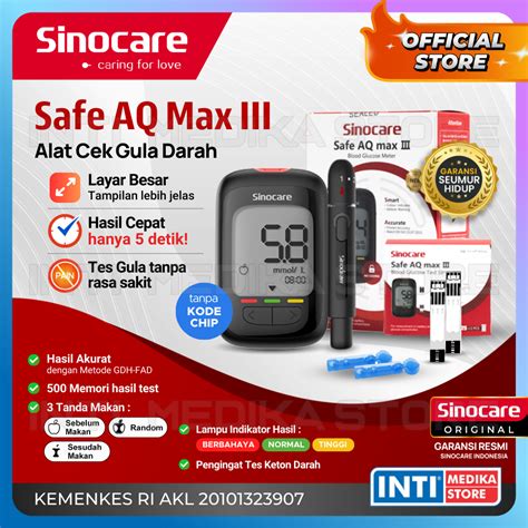 Jual Sinocare Alat Cek Gula Darah Safe Aq Max Iii Set Lengkap