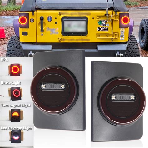 Round Style Led Tail Lights For 2007 2018 Jeep Wrangler Jk Jku 2and4 Door Pair Ebay