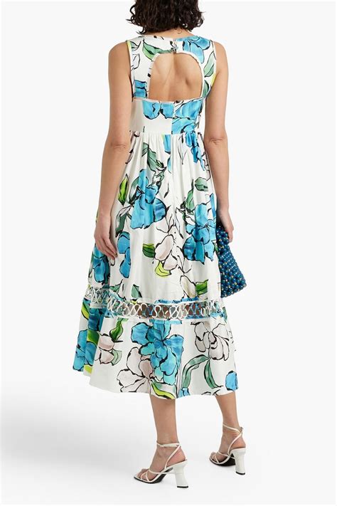 Aje Erika Floral Print Cotton Poplin Midi Dress The Outnet