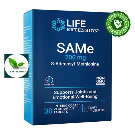 Life Extension SAMe S Adenosyl Methionine 200 Mg 30 Enteric Coated