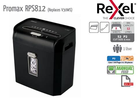 PRO STATIONERS Rexel Promax RPS812 Strip Cut Shredder