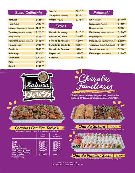 Menu At Sakura Express Restaurant Mexicali