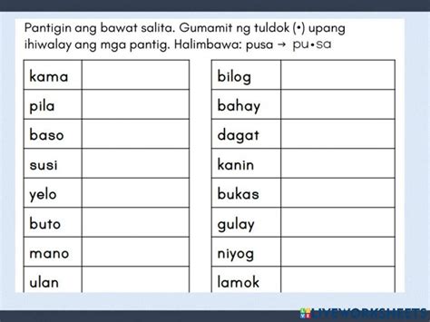 Montessori Lesson Filipino Pormasyon Ng Pantig Worksheet 48 Off