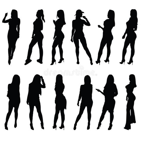 La Silueta De La Muchacha En Bikini En Las Arenas Vara El Ejemplo Ilustración del Vector