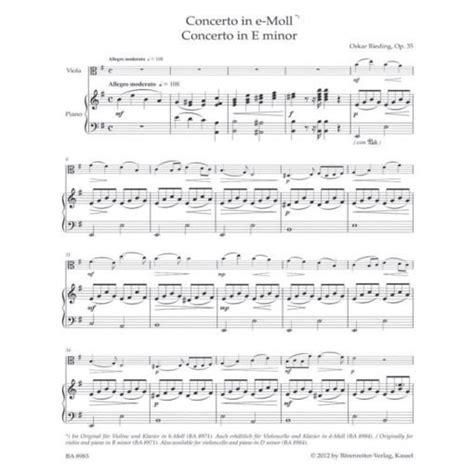 Rieding Oskar Concerto B Minor Op 35 Viola By Barenreiter Evergreen Workshop