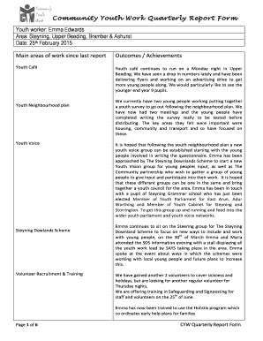 Fillable Online Steyningpc Gov Community Youth Work Quarterly Report