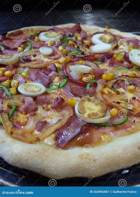 Pizza no forno stock image. Image of launch, cebola - 263956407