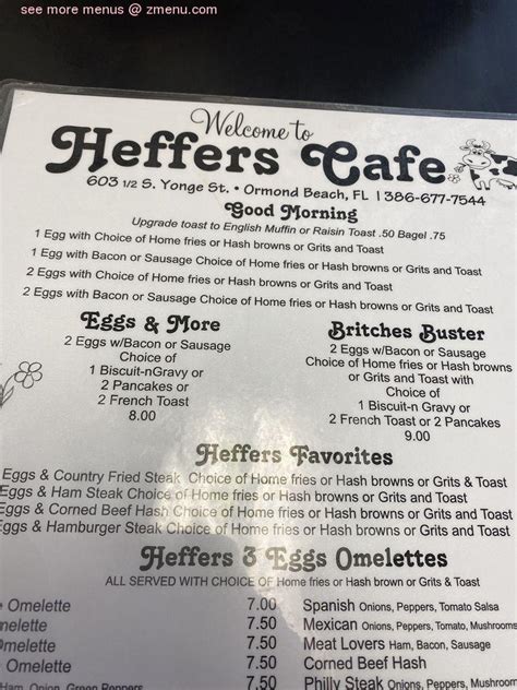 Online Menu of Heffers Kountry Cafe Restaurant, Ormond Beach, Florida, 32174 - Zmenu