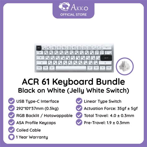 Akko Acr Key Rgb Backlight Wired Mechanical Keyboard Hot Swappable Matching Coiled Cable In
