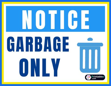 27printable Trash And Garbage Sign Download Free Pdfs