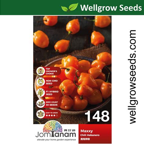 Chili Habanero Maxxy 30 seeds Jom Tanam by Crop Power JT148 魔鬼辣椒 Biji