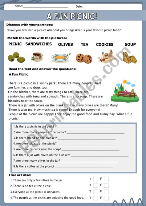 A Fun Picnic ESL Worksheet By Demeter2023