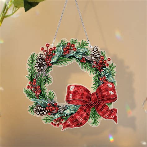 Christmas Acrylic Special Shaped Diamond Painting Wreath Ornament 2