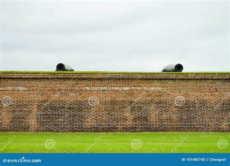 Fort cannon stock image. Image of cloudy, attraction - 101480745