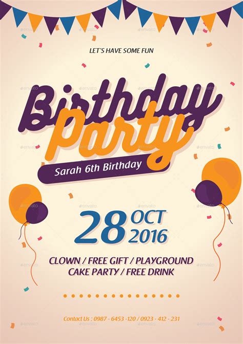 Birthday Flyer Invitation Print Templates Graphicriver