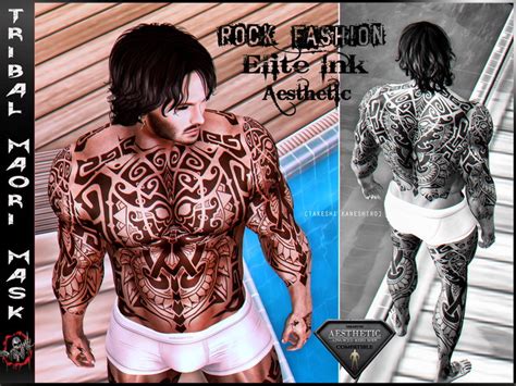 Second Life Marketplace Hud Tattoo Applier Aesthetic Tribal Maori Mask Full Body