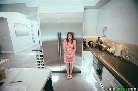 Pretty Redhead Babe Amber Addis Fucked By An Older Man In The Kitchen 11 Photos