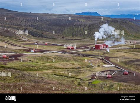 Aerial View On Kroflustod Krafla Geothermal Power Plant Close To The