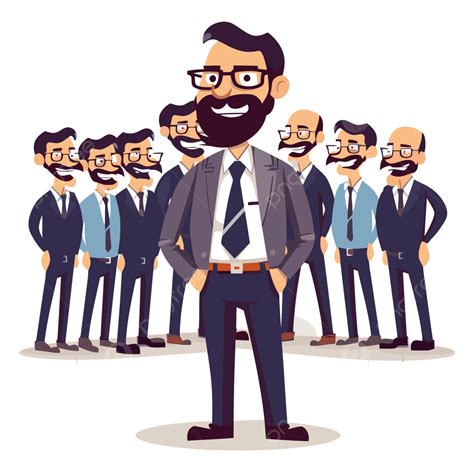 Líder Clipart Homem De Negócios Moderno De Terno Com óculos E Barba Em