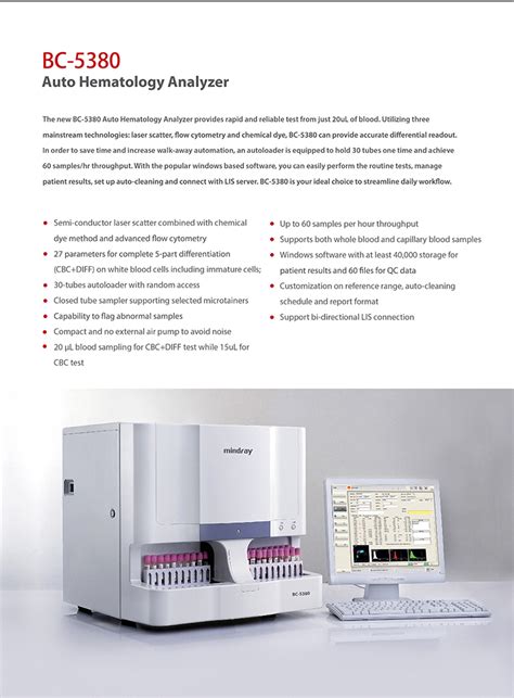 Mindray Bc Part Diff Cbc Auto Blood Hematology Analyzer