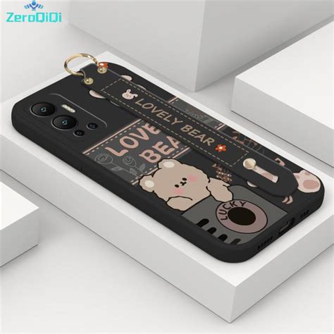ZeroQiQi For Infinix Hot 12 Wrist Strap Case Cute Bear Soft Cover Ultra Thin Anti Fall Liquid