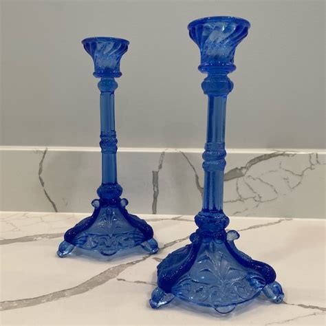 Cobalt Blue Dolphin Candlestick Etsy