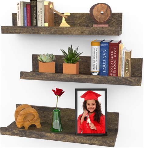 16 Inch 40 Centimeters Floating Shelves For Wall Set Of 3 In Walnut