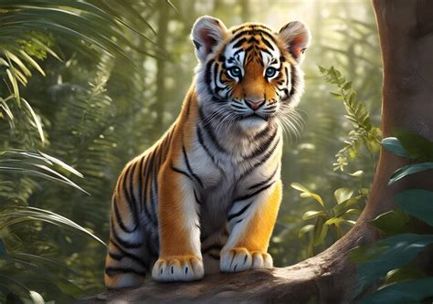 Premium AI Image | View of tiger cub in the wild