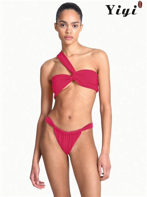 Size Color Customize Sexy One Shoulder Sling Fashion Women Swimwear Lovely Girls Micro Bikini