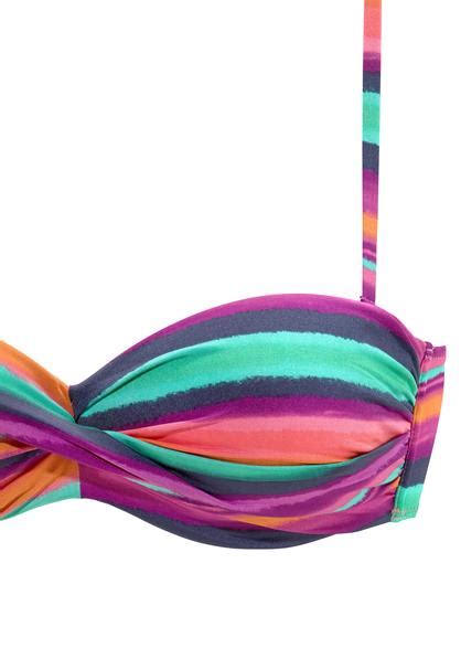 LASCANA Bandeau Bikini Top Rainbow Bunt Gestreift Cup A 32