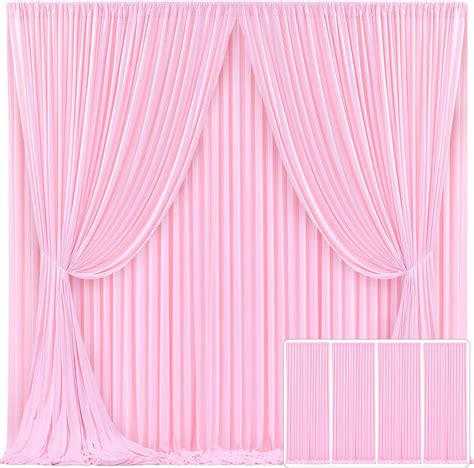 Amazon.com : 4 Panels Pink Backdrop Curtain for Parties Baby Shower ...