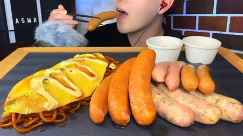 Asmr Omelette Yakisoba Sausage Wiener Mukbang Eating Sounds