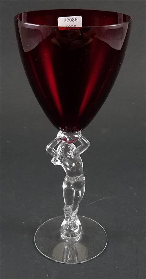 Lot CAMBRIDGE NUDE STEM CARMEN RED OZ TABLE GOBLET